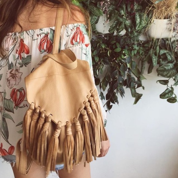 Nordstrom Handbags - 🌼 euc | day & mood | leather fringe backpack
